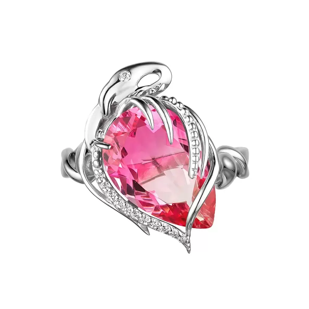 Кольцо один камень 10994с тур серебро_1