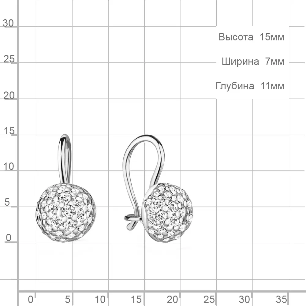 Серьги 40974А.5 серебро Шар