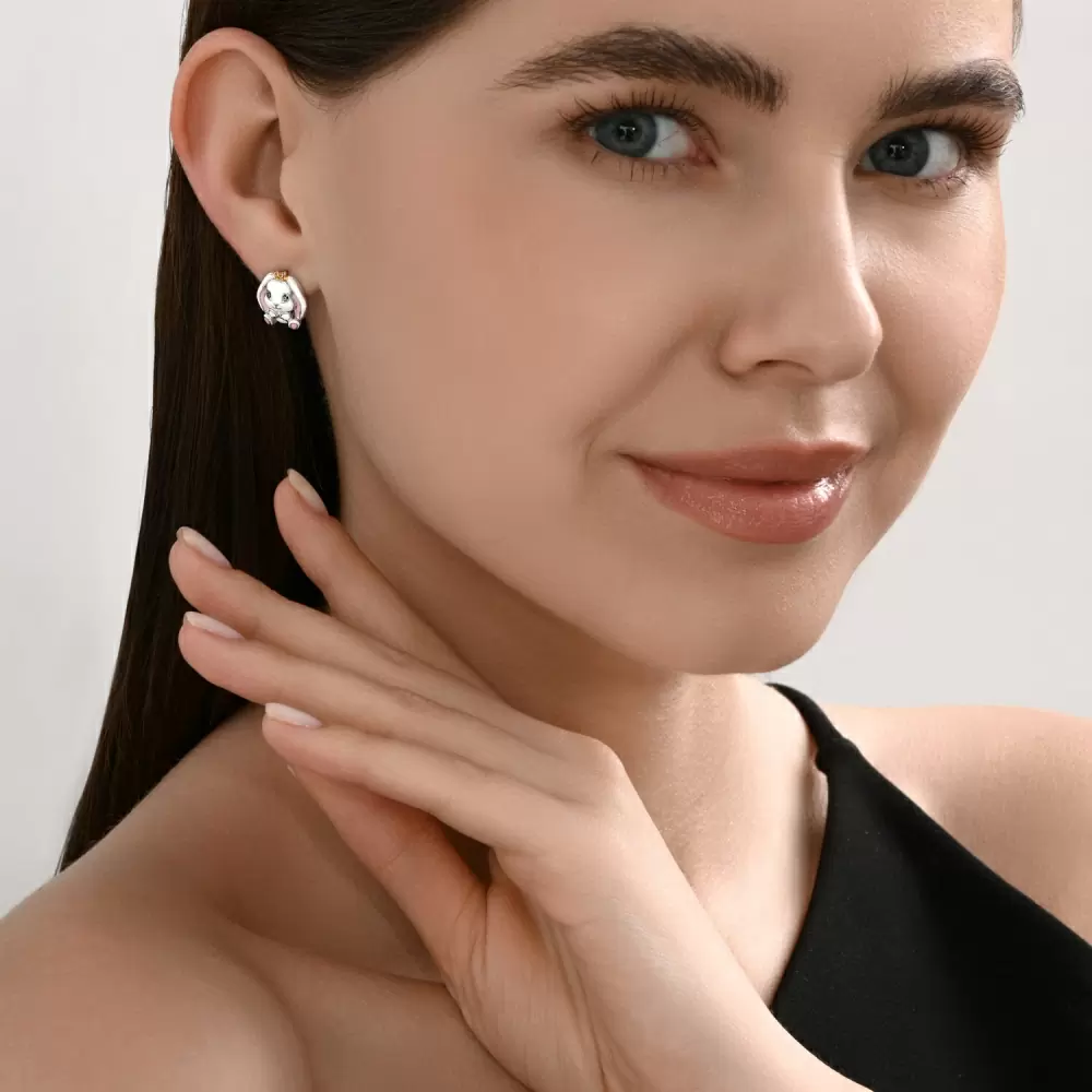 Серьги 94027104 серебро Заяц_2