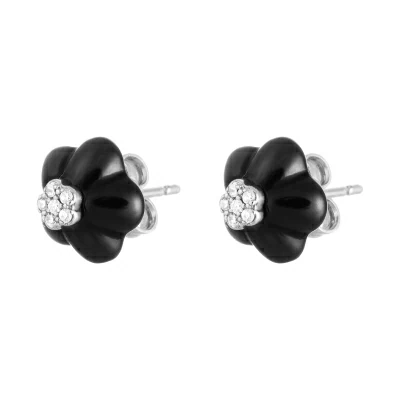 Серьги пусеты TC-E00488-B-W-X-X-W серебро Цветок
