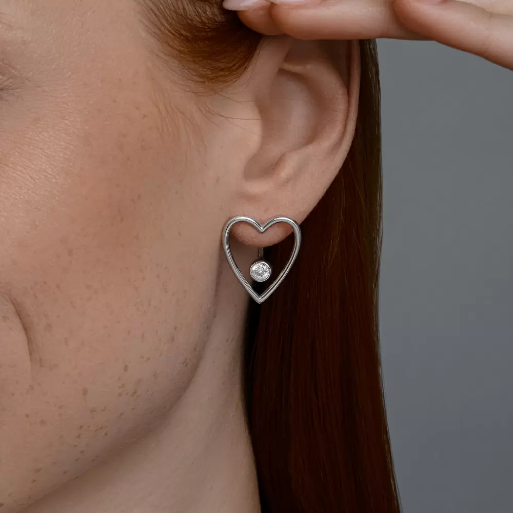 Серьги подвесные 94026821 серебро Сердце