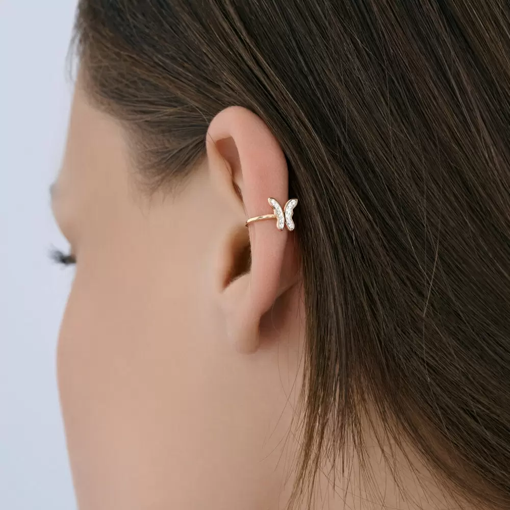 Серьги кафф 170076 золото Бабочка_1