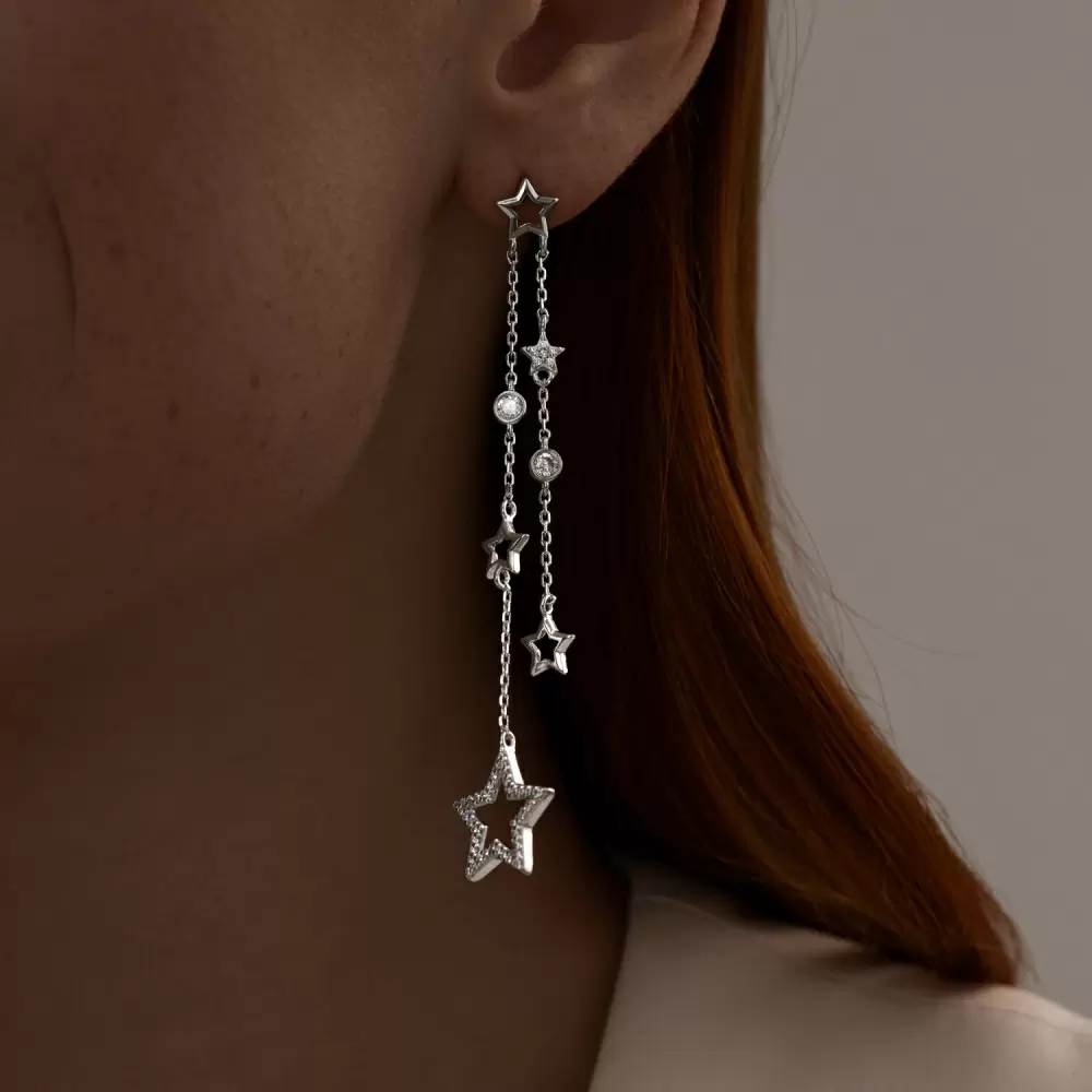 Серьги подвесные 94025894 серебро Звезда_2