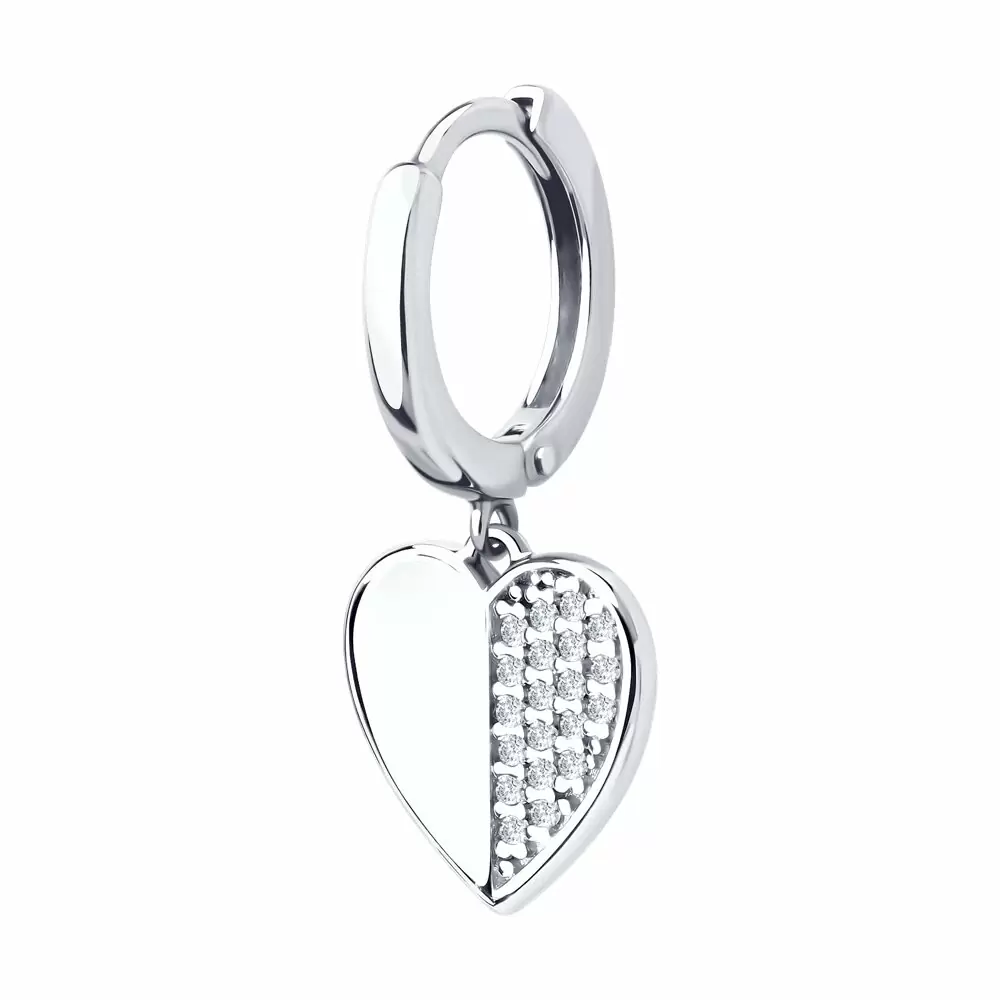 Серьги серьга одиночная 94170357 серебро Сердце_0