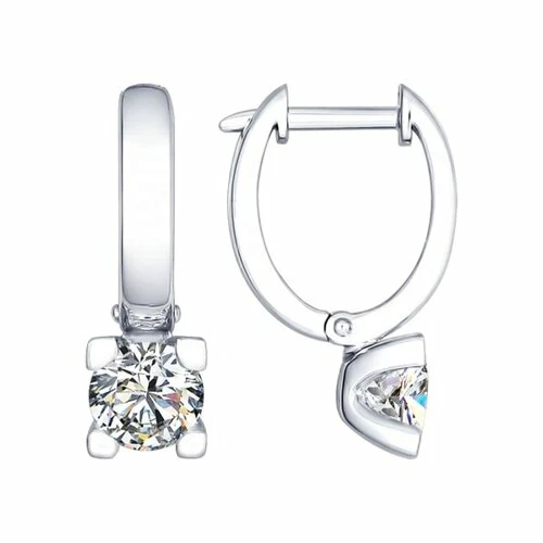 Серьги один камень 94025672 серебро_0