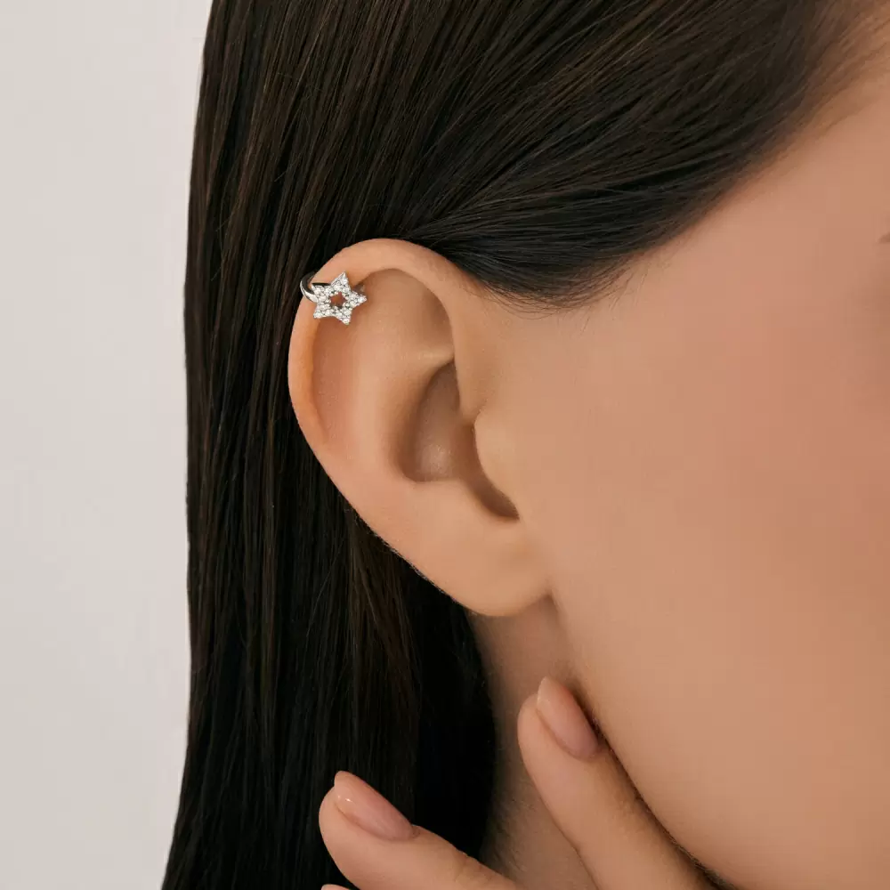 Серьги кафф 94170406 серебро Звезда