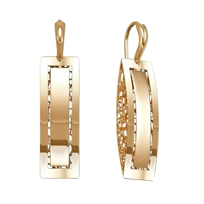 Серьги Сд3160 золото Прямоугольник