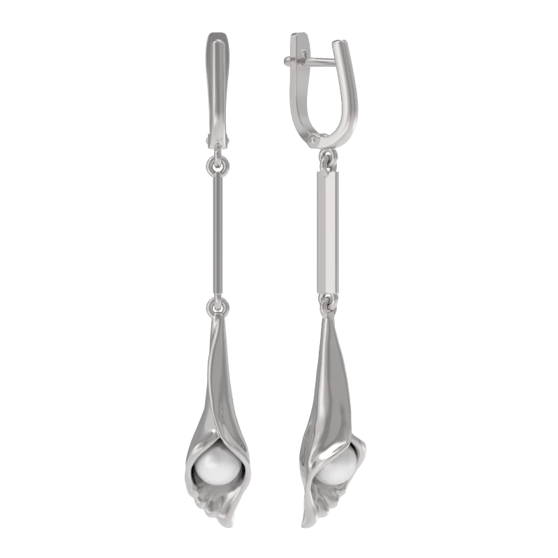 Серьги подвесные 1038972-01250-2S серебро Цветок