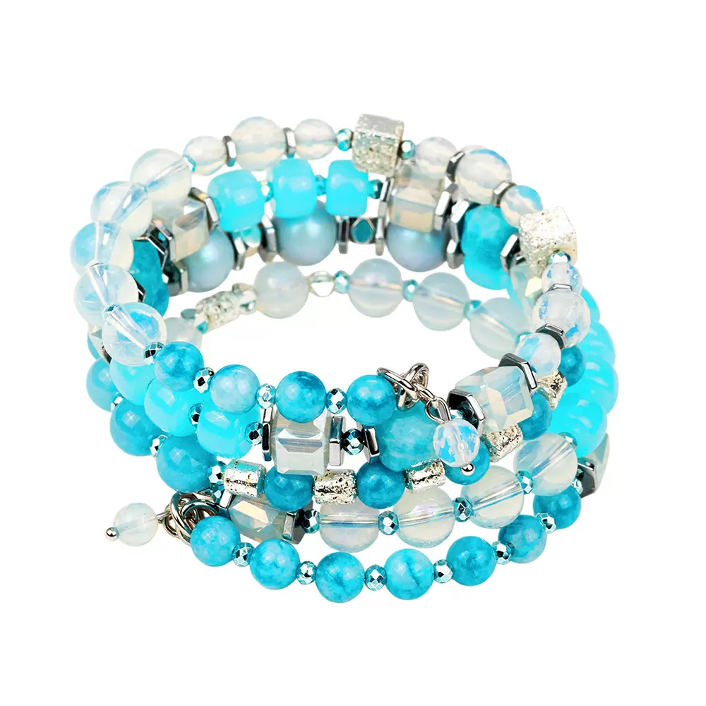 Браслет из бусин т500 гол ювелирный сплав light blue_0