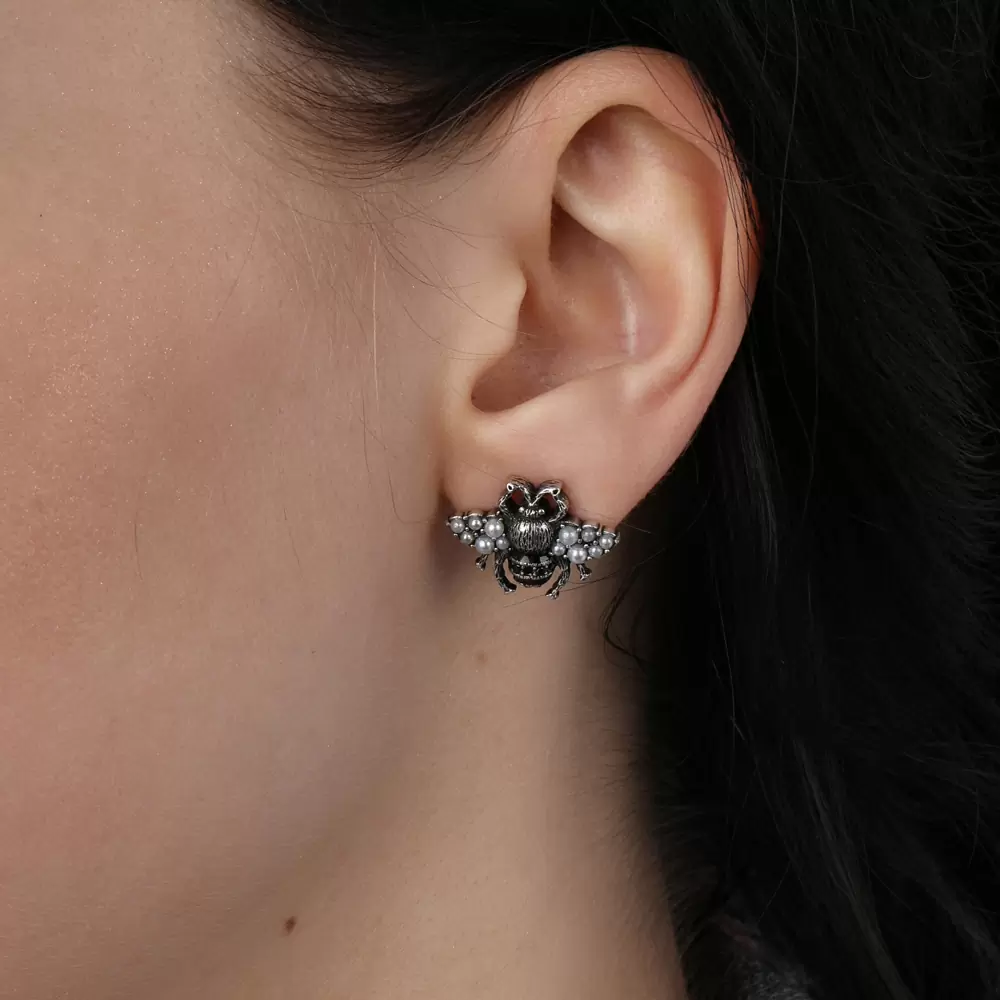 Серьги пусеты EX000122SB-280E ювелирный сплав Пчела_1