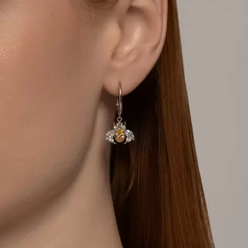Серьги подвесные 94026455 серебро Муха_1