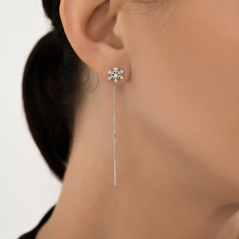 Серьги продевки 94027083 серебро Снежинка