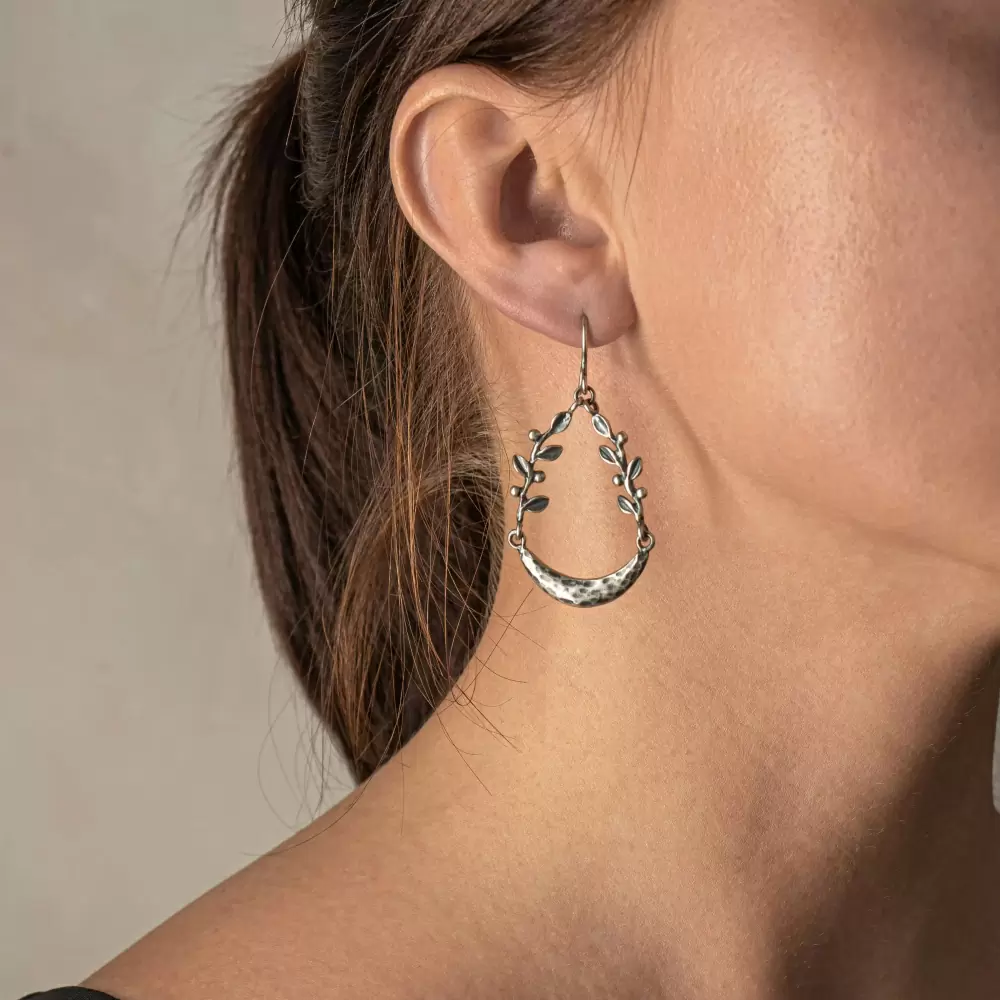 Серьги подвесные СЛ036-61 серебро веточка_1