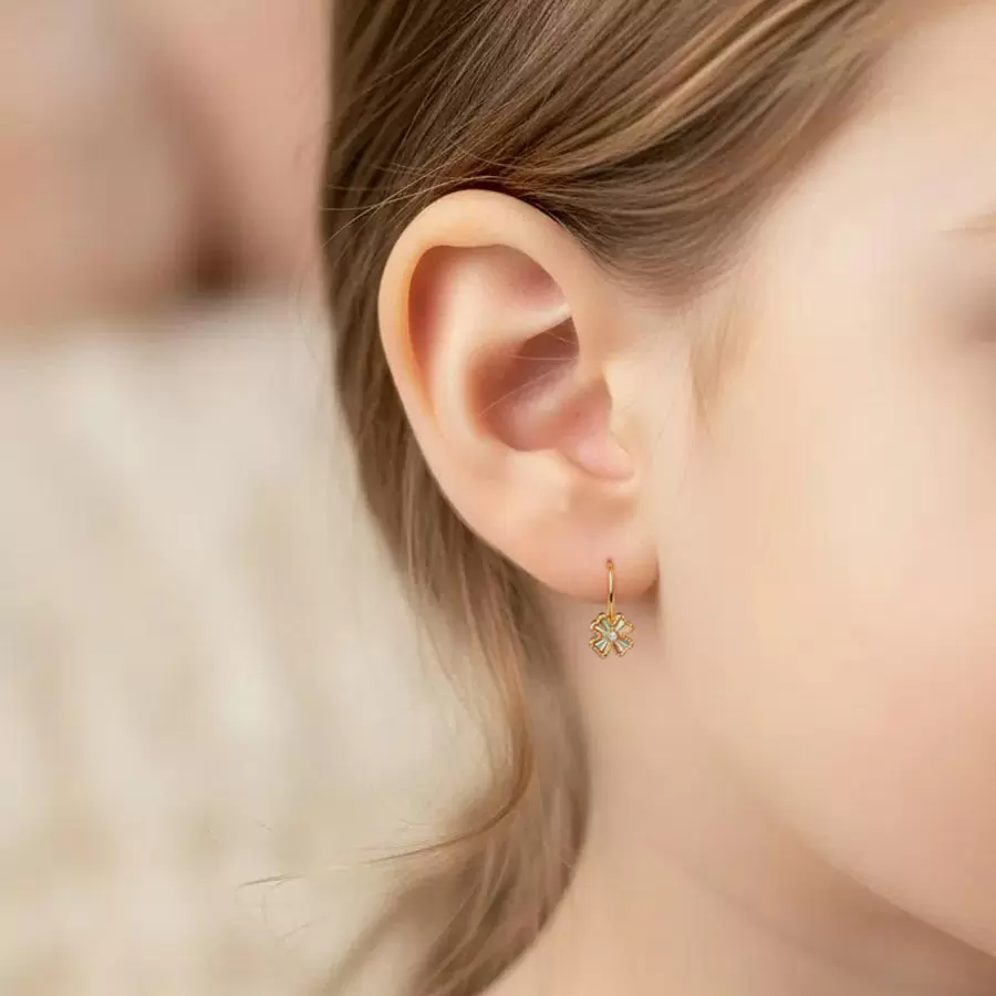 Серьги Т10262Е598 золото Цветок_1