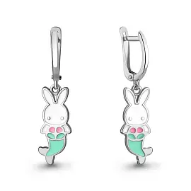 Серьги подвесные 34526.5 серебро Заяц_0