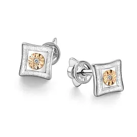 Серьги пусеты 02-4396.000Б-00 серебро Квадрат_0