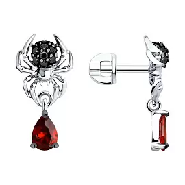 Серьги подвесные 94026719 серебро Паук_0