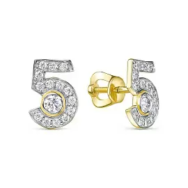 Серьги пусеты 40147-32-00 золото цифра 5_0