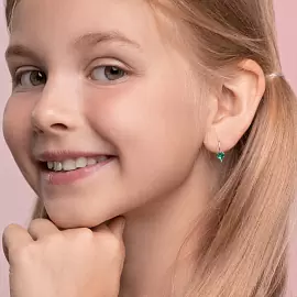 Серьги один камень 94020580 серебро Треугольник_1