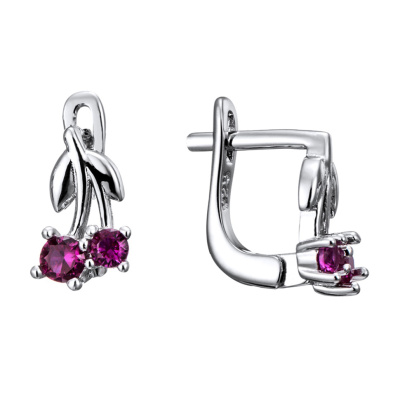 Серьги LLE503 серебро вишня