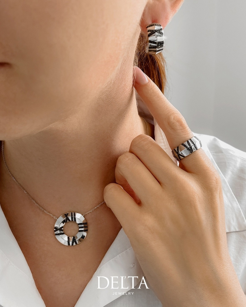 Серьги с1205476 серебро Тиффани цифры