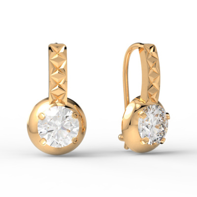 Серьги один камень ДС-559 золото